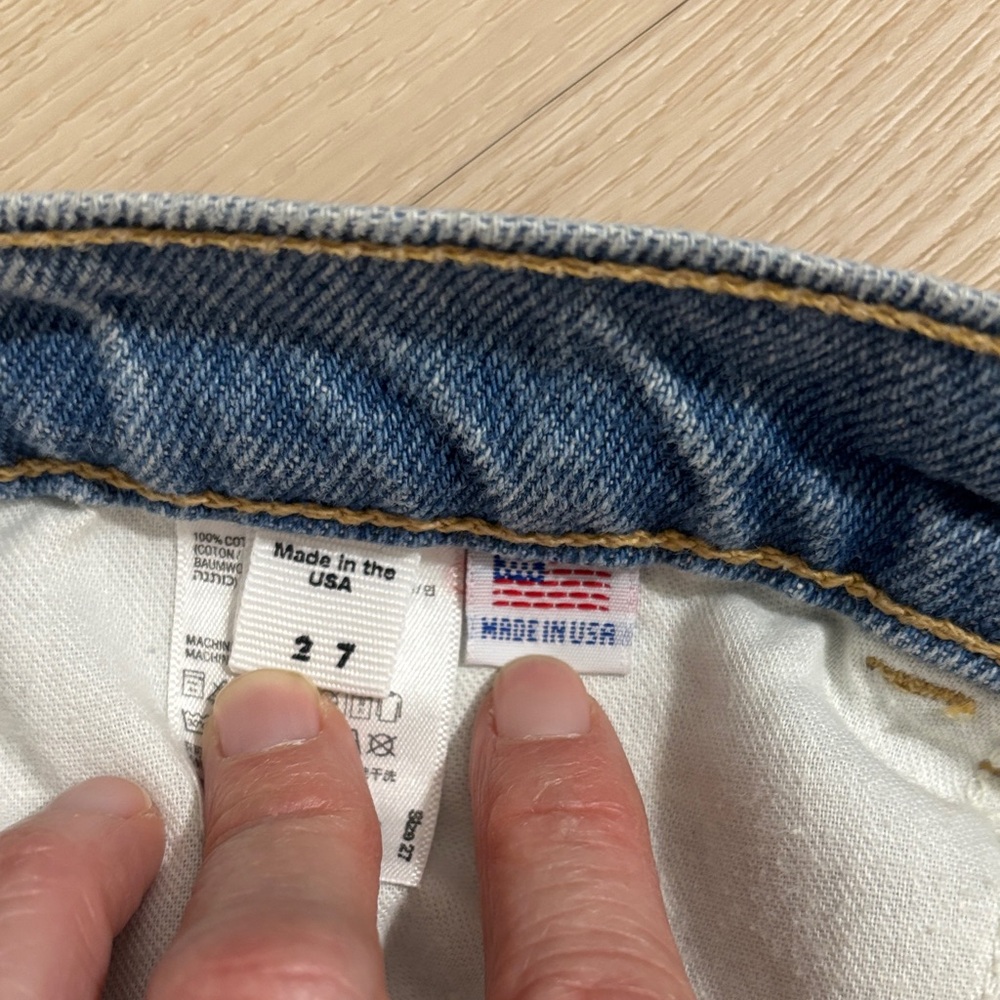 NWT American Apparel Women's Denim High-Waist Cuff Blue Jean Shorts new with Tag - Picture 6 of 8